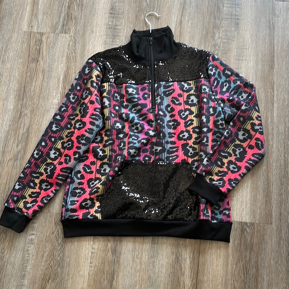 Crazy Train Sequin Cheetah Sweater